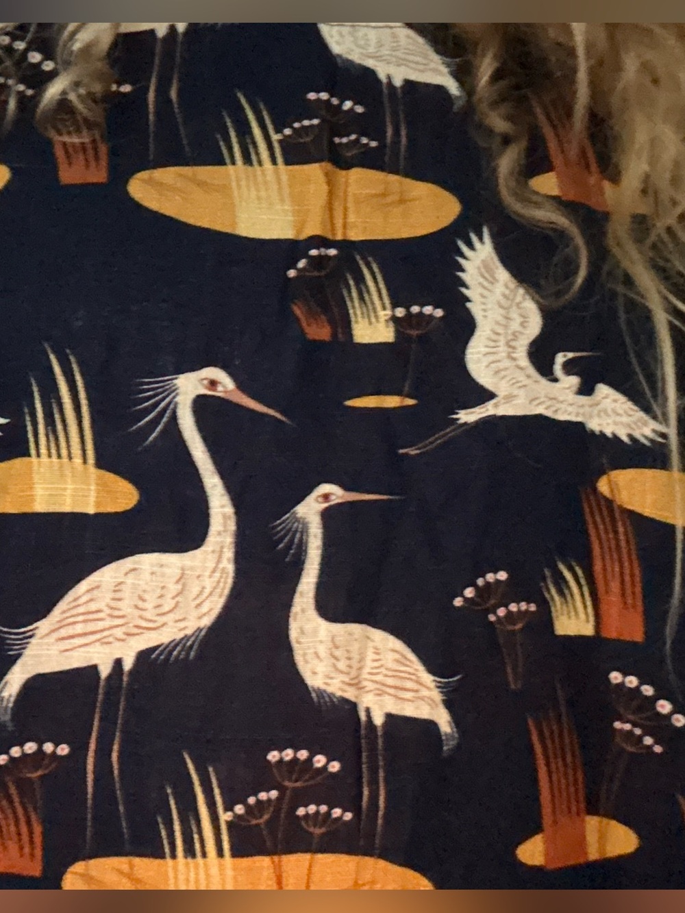 Women’s Black Crane Print capri length jumpsuit with Tie Waist - Picture 3 of 5